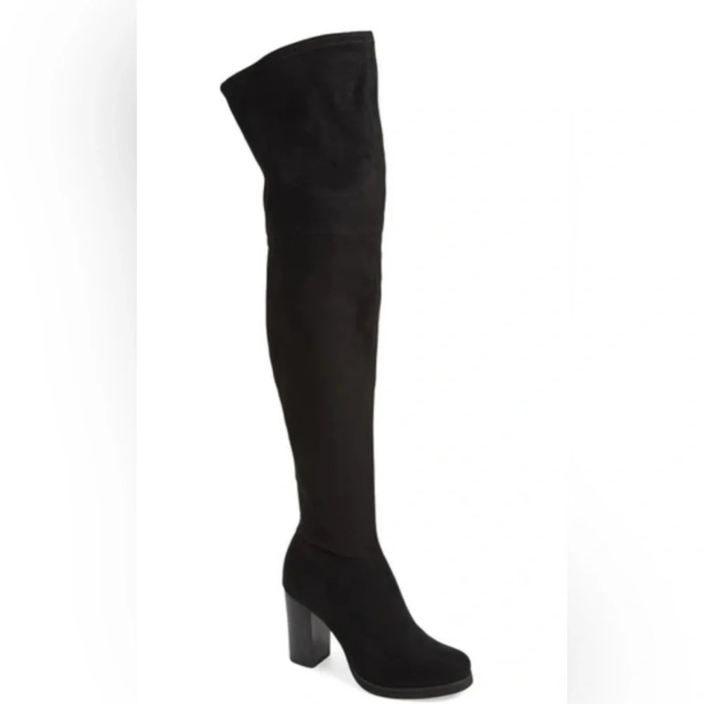 Calvin Klein Bisma Suede Over the Knee Chunky Heeled Boots